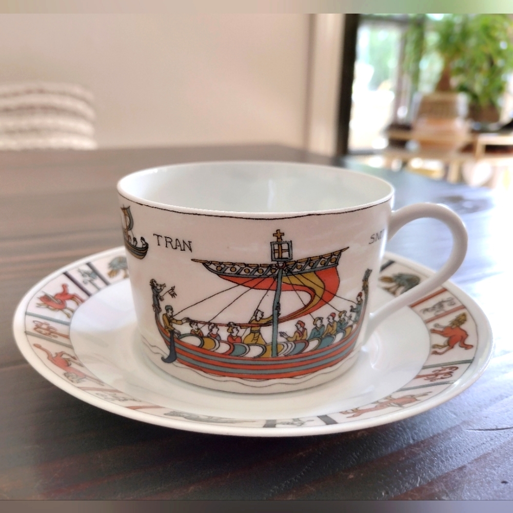 Limoges France porcelain Viking cup and saucer
